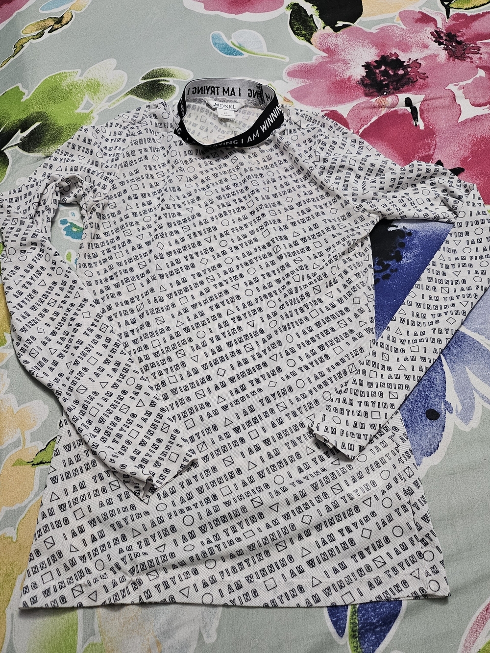 Monki White Graphic Print Long Sleeve Shirt
